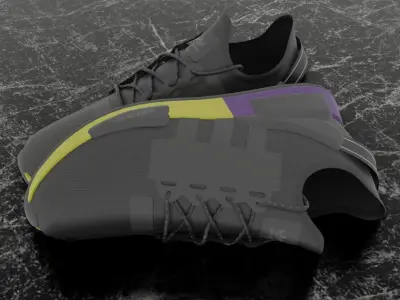 ADIDAS 3D SHOES - PURPLE- YELLOW Low-poly 3D model