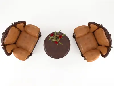 LuxurySet160 two chairs and table 3D model