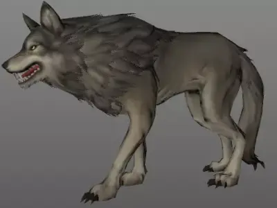 wolf with 15 animations Low-poly 3D model