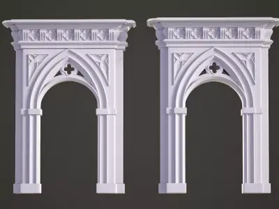 Highpoly Gothic Portal - type 6 3D model
