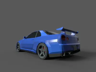 Nissan Skyline GTR R35 GameReady for mobile Low-poly 3D model