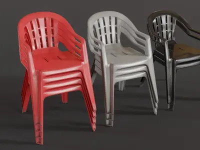 Stackable Plastic Chair Low-poly 3D model