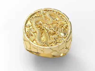 Dragon nudget signet ring 3D print model