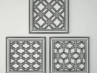 Lattice Square Wood Panel Wall Art 3D model