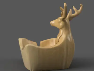 deer planter- garden urn - candy dish - organizer - ashtray 3D print model