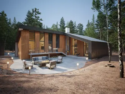 House in the Forest Modern House 3D model Low-poly 3D model