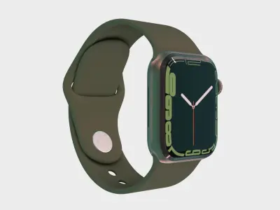 Apple Watch 7 - Green Aluminium Case with Sport Band Low-poly 3D model