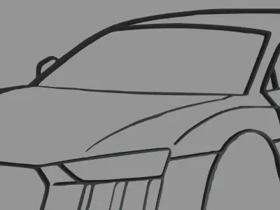 Audi R8 Perspective Wall Silhouette 3D print model