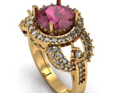 ruby daimond ring 3D print model buy