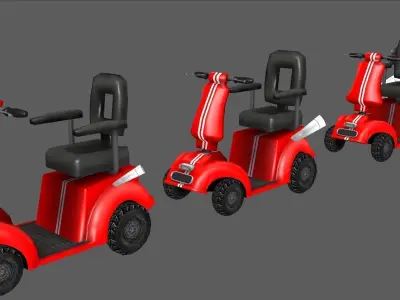 cartoon mobility scooters with upgrades  Low-poly 3D model