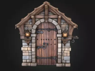 Medieval Gatehouse Door Low-poly 3D model