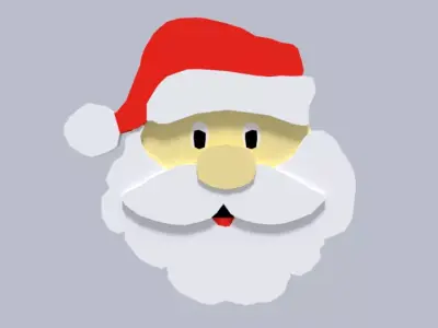 Low Poly Cartoon Santa Claus Face Decorative Object Low-poly 3D model