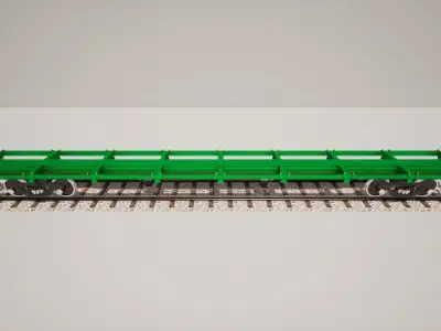 Animated game-ready FlatcarL Low-poly 3D model