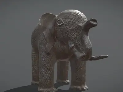 Elephant Bronze Sculpture Low-poly 3D model