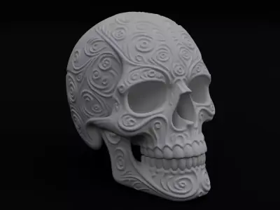 Ornamental Skull 3D Printable Model Halloween Day of the Dead 3D print model