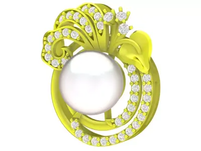 Luxury Pearl Diamond Ring for Women  4699 3D print model