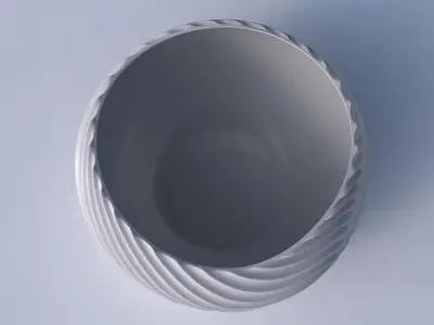 Bowl spheric twisted with bent extruded lines 3 3D print model
