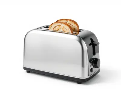 Stylish Toaster Chrome Finish Kitchen Appliance model pack Low-poly 3D model