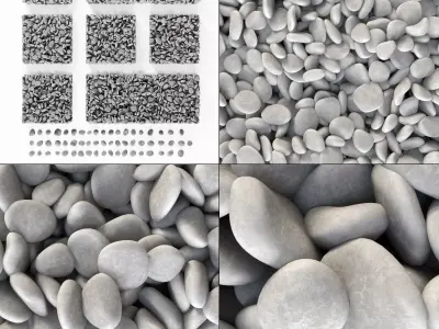 Pebble low n6 three White 3D model