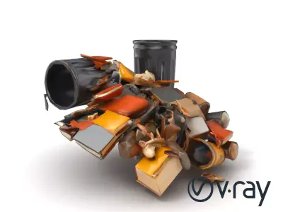Jumbled Trash Assembly Waste Model Pack Low-poly 3D model