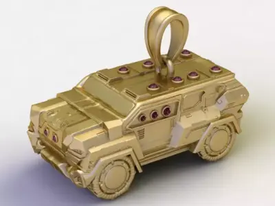 Golden Armored SUV Pendant 3D print model