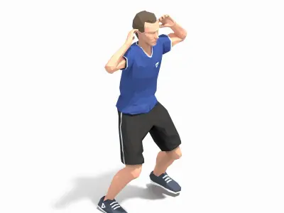 sqaat cross elbow Exercise Man Animation Low-poly 3D model