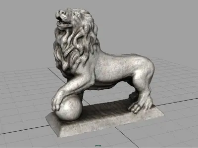 Lion with ball Low-poly 3D model