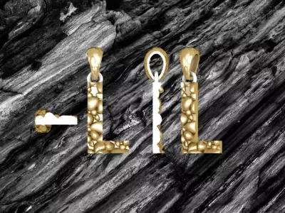 L LETTER Alphabet ROCKS PENDANT 3D print model 3D print model