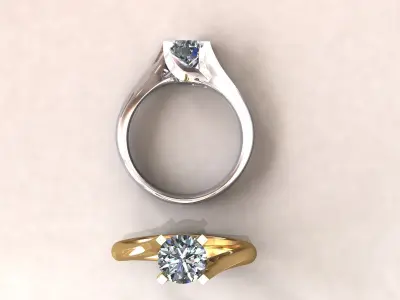 Engagement wedding ring 1ct 3D print model