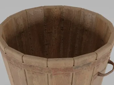 Old Wooden Bucket 30x30x28 Low-poly 3D model