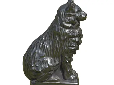 Furred cat metal statues Low-poly 3D model