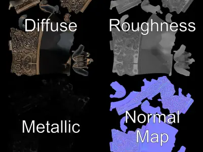 Ornate Medieval Armguard Model Pack Low-poly 3D model