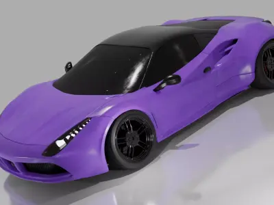 Ferarri 488 Wide body kit Low-poly 3D model