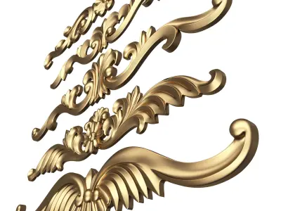 Carved Plaster Molding Decoration 025 Low-poly 3D model