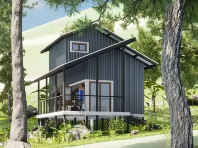 005Small house 2 floors 55m2 Free 3D model