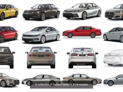 A collection of modern sedans 2 3D Model Pack