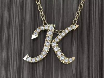Jewelry Alphabet Pendant K 3D print model