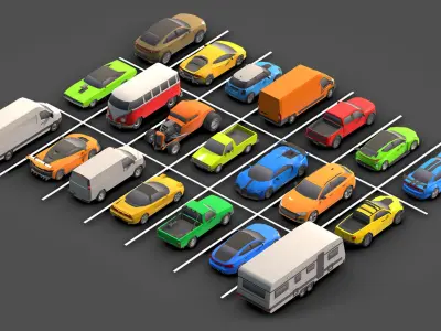 Low- Poly Cars Pack  Low-poly 3D model