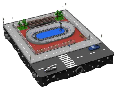 Velodrome Cycling Track Low Poly 3D Model Low-poly 3D model