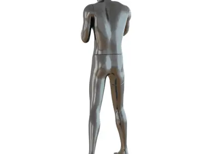 Male black mannequin in boxing pose 3D model