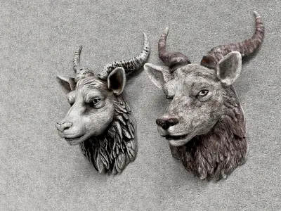  Deer Head Sculpture Low-poly 3D model