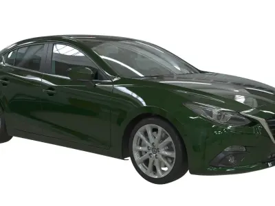 Realistic Car Mazda 3 with Interior Rigged PBR Vehicle Low-poly 3D model