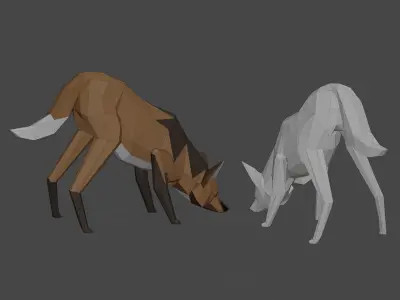 Low Poly Maned Wolf Lobo Guara 3D model