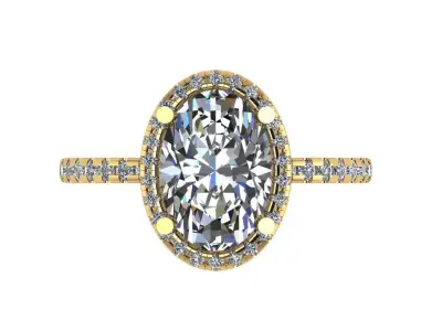 oval halo solitaire ring  3D print model