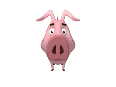 Pig Cartoon 3D model
