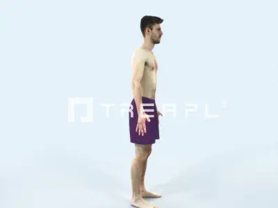 Posture J Beach Animated Rigged Sports Man Low-poly 3D model