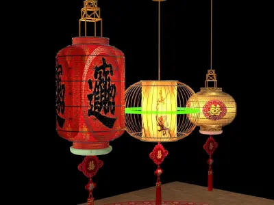Chinese red lantern  3D model 16