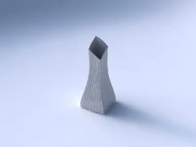 Vase squeezed and bent rectangle 2 with wavy grid plates 3D print model