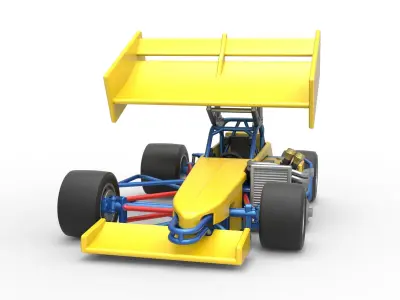 Supermodified front engine Winged race car V2 Scale 1 to 25 3D print model