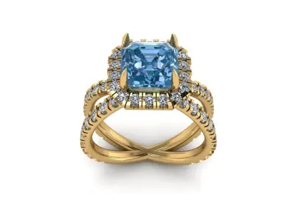 Braided emerald cut ring 332 3D print model